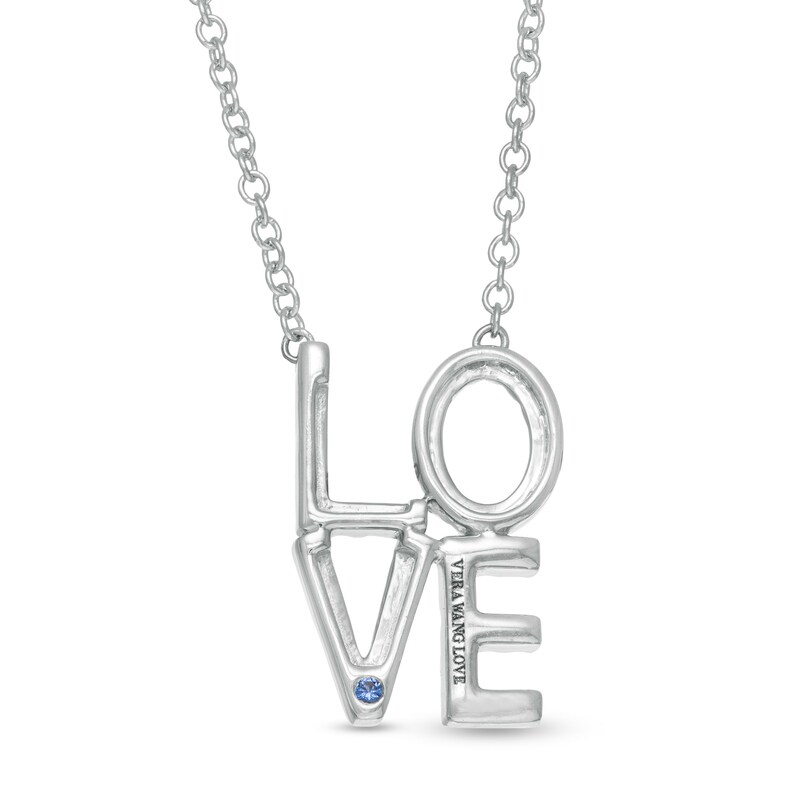 Main Image 2 of Vera Wang Love Collection 1/5 CT. T.W. Diamond "LOVE" Necklace in Sterling Silver - 19"