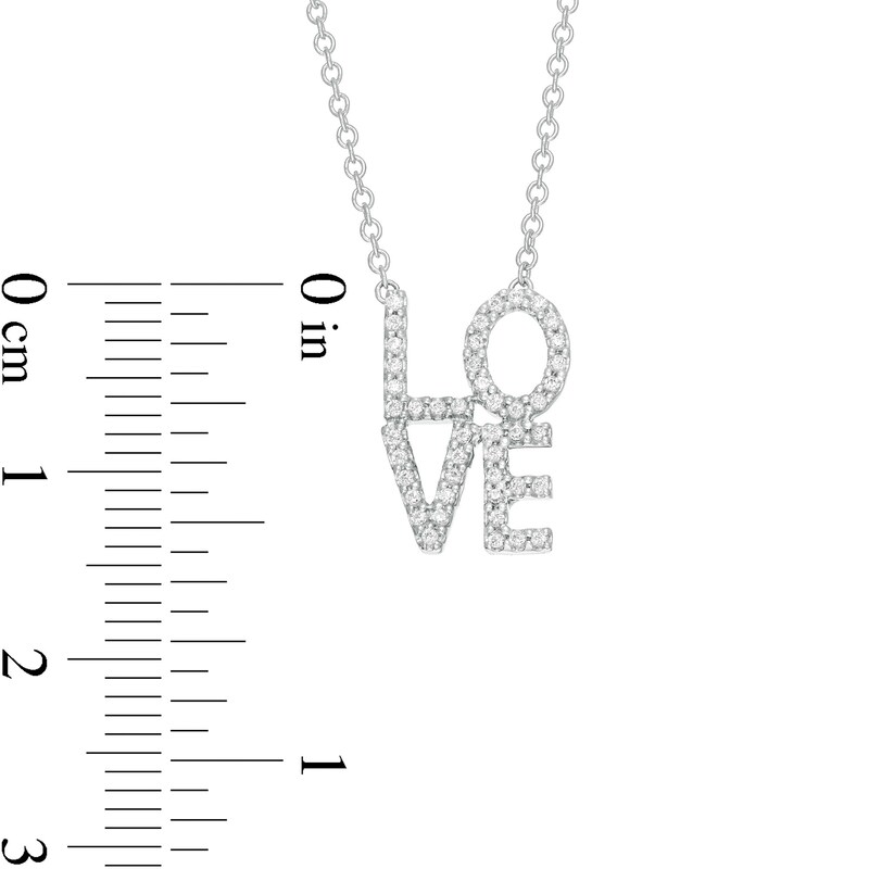 Main Image 3 of Vera Wang Love Collection 1/5 CT. T.W. Diamond "LOVE" Necklace in Sterling Silver - 19"