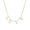 Thumbnail Image 1 of Vera Wang Love Collection 1/20 CT. T.W. Diamond "LOVE" Station Necklace in 10K Gold - 19"