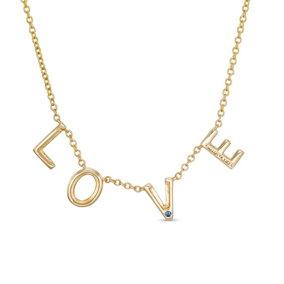 Vera Wang Love Collection 1/20 CT. T.w. Diamond "Love" Station Necklace in 10K Gold - 19"
