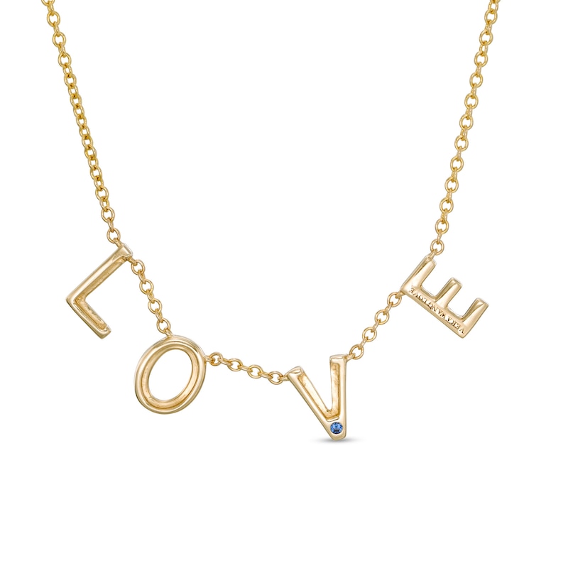 Main Image 3 of Vera Wang Love Collection 1/20 CT. T.W. Diamond "LOVE" Station Necklace in 10K Gold - 19"