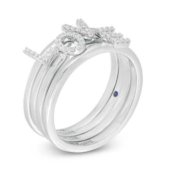 Vera Wang Love Collection 1/10 CT. T.w. Diamond "Love" Four Piece Stackable Band Set in Sterling Silver