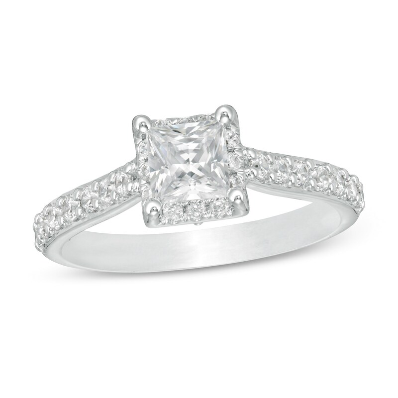 Main Image 1 of Love's Destiny by Zales 1-1/2 CT. T.W. Certified Princess-Cut Diamond Frame Engagement Ring in 14K White Gold (I/I1)
