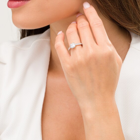 Love's Destiny by Zales 1-1/2 CT. T.w. Certified Princess-Cut Diamond Frame Engagement Ring in 14K White Gold (I/I1)
