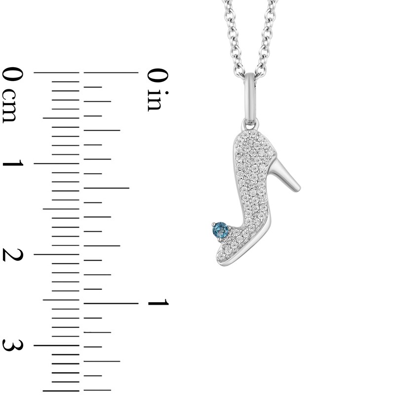 Main Image 3 of Enchanted Disney Cinderella 1/10 CT. T.W. Diamond and London Blue Topaz Slipper Pendant in Sterling Silver - 19"