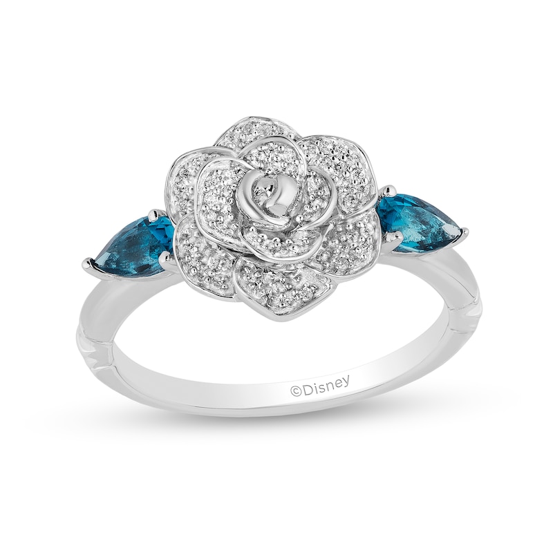 Main Image 1 of Collector's Edition Enchanted Disney Cinderella 70th Anniversary Blue Topaz and Diamond Ring in Sterling Silver