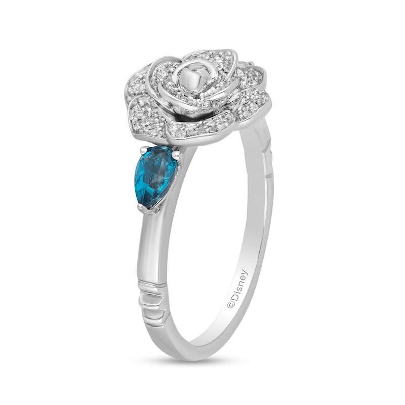 Collector's Edition Enchanted Disney Cinderella 70th Anniversary Blue Topaz and Diamond Ring in Sterling Silver