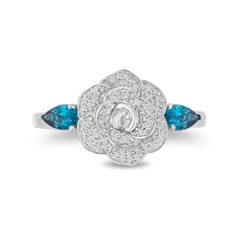 Collector's Edition Enchanted Disney Cinderella 70th Anniversary Blue Topaz and Diamond Ring in Sterling Silver