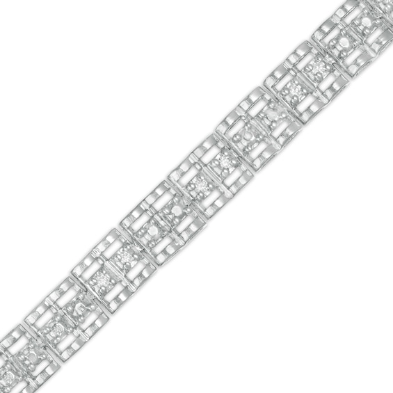 1/10 CT. T.w. Diamond Triple-Row Link Bracelet in Sterling Silver - 7.25"