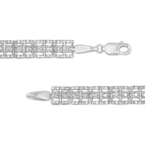 1/10 CT. T.w. Diamond Triple-Row Link Bracelet in Sterling Silver - 7.25"