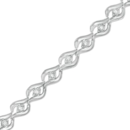 1/10 CT. T.W. Diamond Flame Link Bracelet in Sterling Silver - 7.25"