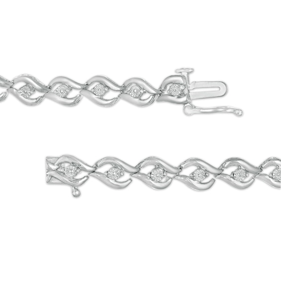 1/10 CT. T.w. Diamond Flame Link Bracelet in Sterling Silver - 7.25"