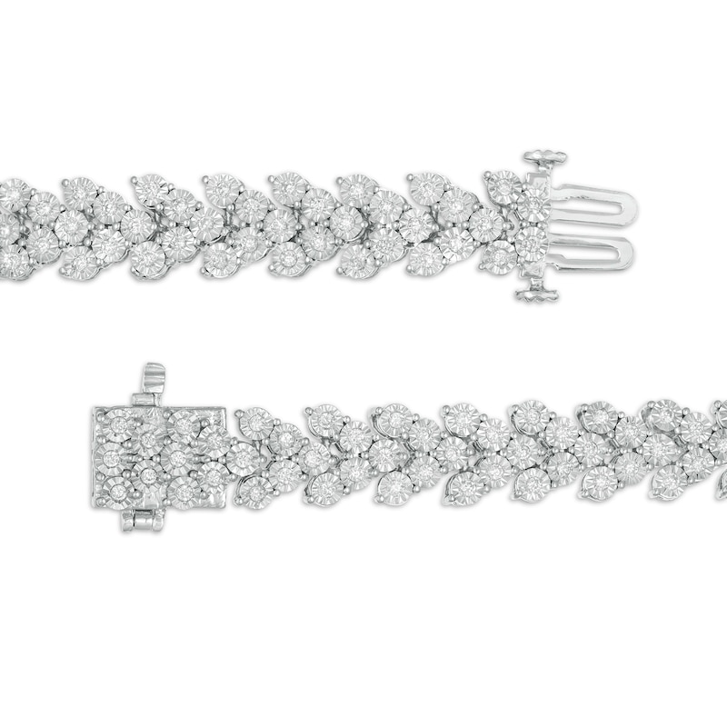 Main Image 3 of 1-7/8 CT. T.W. Diamond Chevron Link Bracelet in Sterling Silver - 7.25"