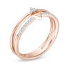 Thumbnail Image 3 of 1/15 CT. T.W. Diamond Double Triangle Split Shank Ring in 10K Rose Gold