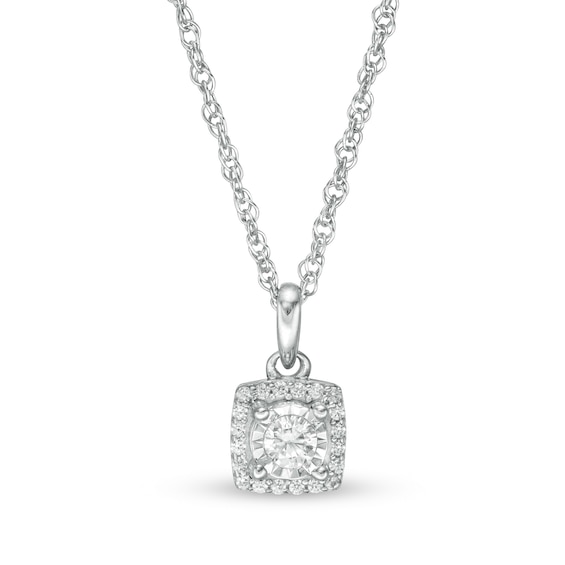 1/8 CT. T.w. Diamond Square Frame Pendant in 10K White Gold