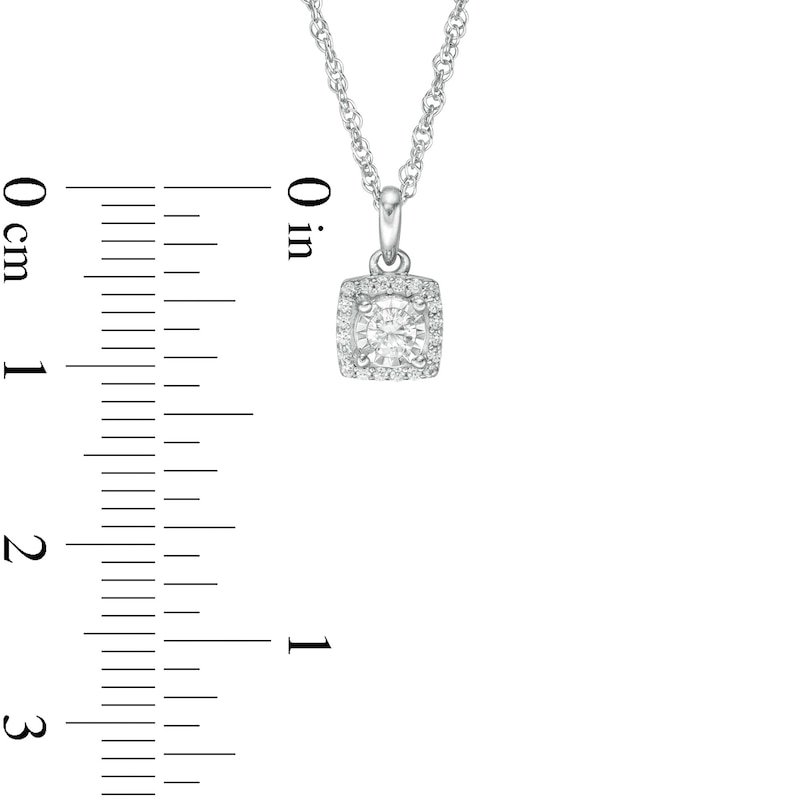 Main Image 3 of 1/8 CT. T.W. Diamond Square Frame Pendant in 10K White Gold