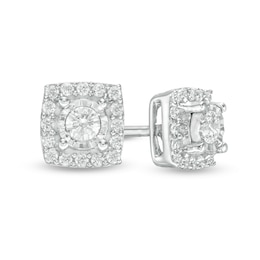 1/8 CT. T.W. Diamond Square Frame Stud Earrings in 10K White Gold