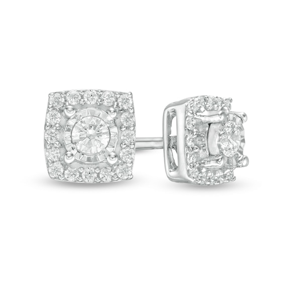 1/8 CT. T.W. Diamond Square Frame Stud Earrings in 10K White Gold | Zales