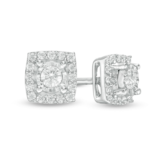 1/8 CT. T.w. Diamond Square Frame Stud Earrings in 10K White Gold