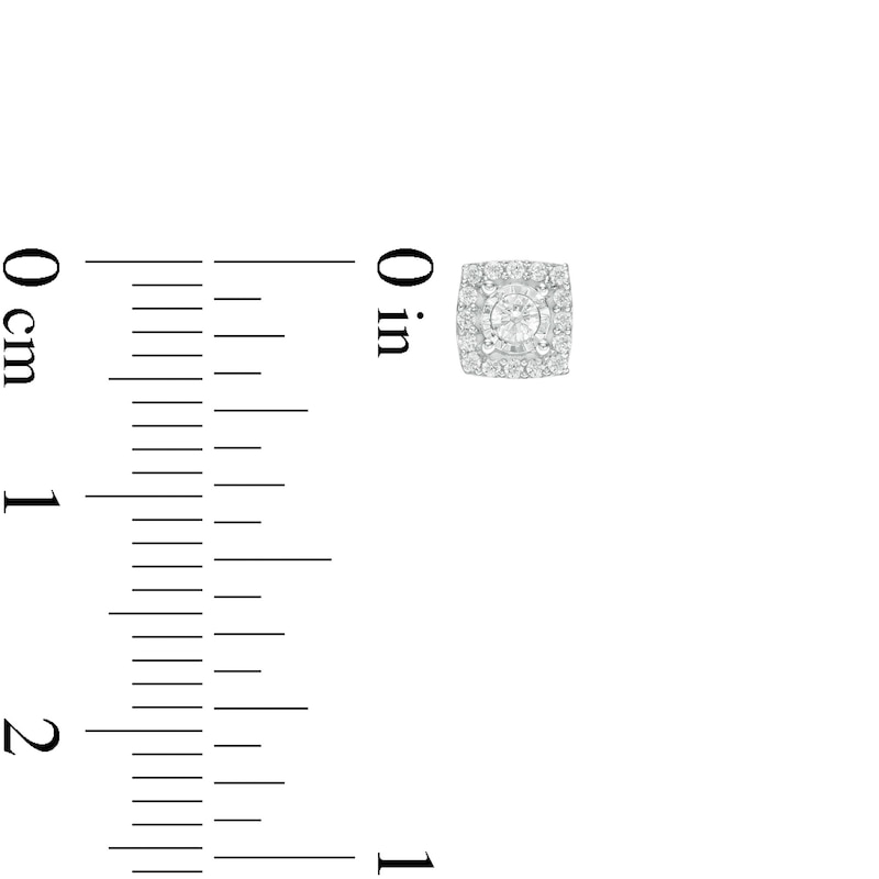 Main Image 3 of 1/8 CT. T.W. Diamond Square Frame Stud Earrings in 10K White Gold