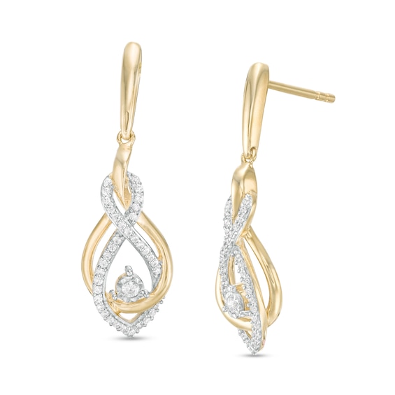 1/5 CT. T.w. Diamond Twist Flame Drop Earrings in 10K Gold