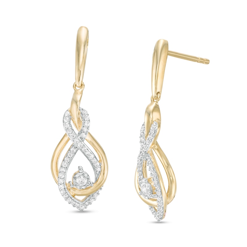 Main Image 1 of 1/5 CT. T.W. Diamond Twist Flame Drop Earrings in 10K Gold