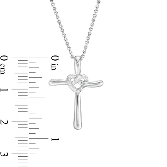 1/15 CT. T.w. Diamond Cross with Heart Pendant in Sterling Silver
