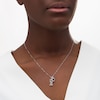 Thumbnail Image 2 of 1/20 CT. T.W. Diamond Outline Heart, "LOVE" and Circle Charm Pendant in Sterling Silver and 10K Rose Gold