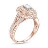 Thumbnail Image 3 of 1 CT. T.W. Emerald-Cut Diamond Double Octagonal Frame Split Shank Vintage-Style Engagement Ring in 14K Rose Gold