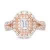Thumbnail Image 4 of 1 CT. T.W. Emerald-Cut Diamond Double Octagonal Frame Split Shank Vintage-Style Engagement Ring in 14K Rose Gold