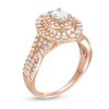 1 CT. T.W. Oval Diamond Double Frame Split Shank Vintage-Style Engagement Ring in 14K Rose Gold