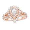 Thumbnail Image 1 of 1 CT. T.W. Pear-Shaped Diamond Double Frame Split Shank Vintage-Style Engagement Ring in 14K Rose Gold