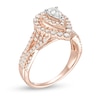 Thumbnail Image 3 of 1 CT. T.W. Pear-Shaped Diamond Double Frame Split Shank Vintage-Style Engagement Ring in 14K Rose Gold