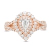 Thumbnail Image 4 of 1 CT. T.W. Pear-Shaped Diamond Double Frame Split Shank Vintage-Style Engagement Ring in 14K Rose Gold