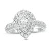 Thumbnail Image 0 of 5/8 CT. T.W. Pear-Shaped Diamond Double Frame Vintage-Style Engagement Ring in 10K White Gold