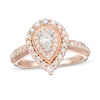 Thumbnail Image 1 of 5/8 CT. T.W. Pear-Shaped Diamond Double Frame Stepped Edge Vintage-Style Engagement Ring in 10K Rose Gold