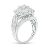 1 CT. T.W. Princess-Cut Composite Diamond Double Frame Multi-Row Vintage-Style Engagement Ring in 10K White Gold