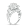 Thumbnail Image 3 of 1 CT. T.W. Princess-Cut Composite Diamond Double Frame Multi-Row Vintage-Style Engagement Ring in 10K White Gold