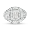 Thumbnail Image 4 of 1 CT. T.W. Princess-Cut Composite Diamond Double Frame Multi-Row Vintage-Style Engagement Ring in 10K White Gold