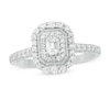 5/8 CT. T.W. Emerald-Cut Diamond Double Octagonal Frame Vintage-Style Engagement Ring in 10K White Gold
