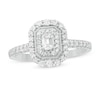 Thumbnail Image 1 of 5/8 CT. T.W. Emerald-Cut Diamond Double Octagonal Frame Vintage-Style Engagement Ring in 10K White Gold