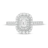 5/8 CT. T.W. Emerald-Cut Diamond Double Octagonal Frame Vintage-Style Engagement Ring in 10K White Gold