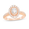 Thumbnail Image 0 of 5/8 CT. T.W. Oval Diamond Double Frame Vintage-Style Engagement Ring in 10K Rose Gold