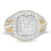 Thumbnail Image 4 of 1 CT. T.W. Princess-Cut Composite Diamond Double Frame Multi-Row Vintage-Style Engagement Ring in 10K Gold