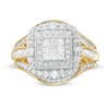 1 CT. T.W. Princess-Cut Composite Diamond Double Frame Multi-Row Vintage-Style Engagement Ring in 10K Gold