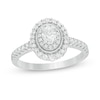Thumbnail Image 1 of 5/8 CT. T.W. Oval Diamond Double Frame Vintage-Style Engagement Ring in 10K White Gold