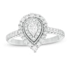 Thumbnail Image 1 of 5/8 CT. T.W. Pear-Shaped Diamond Double Frame Vintage-Style Engagement Ring in 10K White Gold
