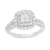 1 CT. T.W. Quad Princess-Cut Diamond Scallop Frame Double Row Engagement Ring in 10K White Gold