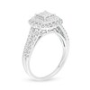 1 CT. T.W. Quad Princess-Cut Diamond Scallop Frame Double Row Engagement Ring in 10K White Gold