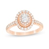 Thumbnail Image 1 of 5/8 CT. T.W. Oval Diamond Double Frame Vintage-Style Engagement Ring in 10K Rose Gold